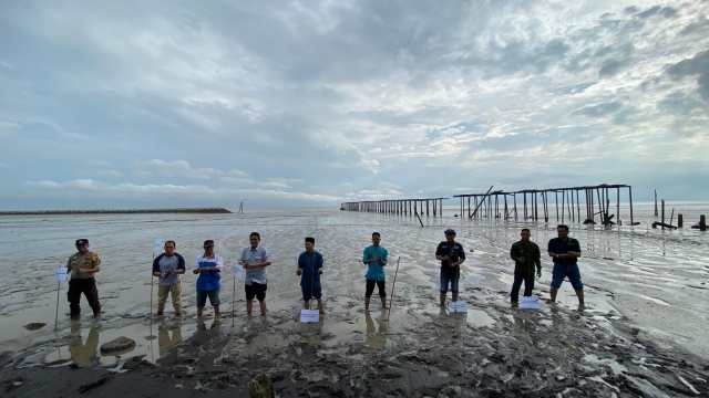 Kadis KP Provinsi Riau Menanam Mangrove Bersama POKMASWAS di Tanah Merah