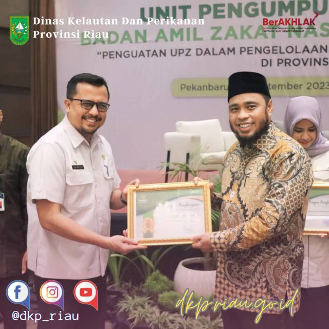 DKP Provinsi Riau meraih penghargaan kategori UPZ Perbantuan Pendayagunaan Terbaik Tahun 2023