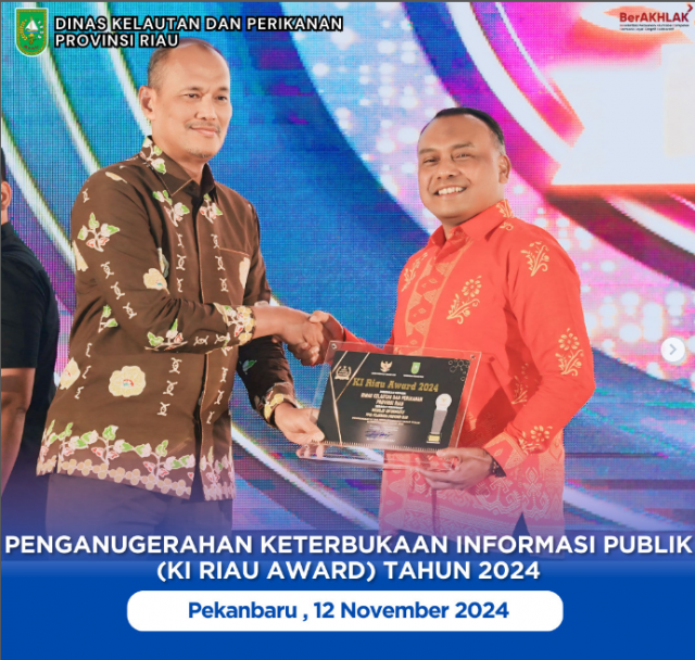 DKP Provinsi Riau meraih Penghargaan dari KI Riau Award 2024 